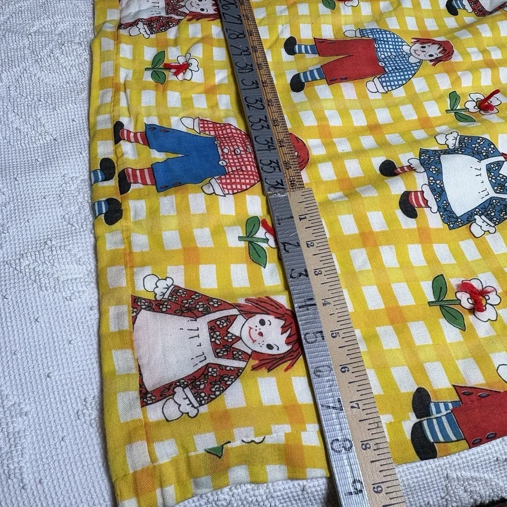 Raggedy Ann Andy Quilt Top Cover Crib Lap Colorful Yellow Gingham 45 X 40